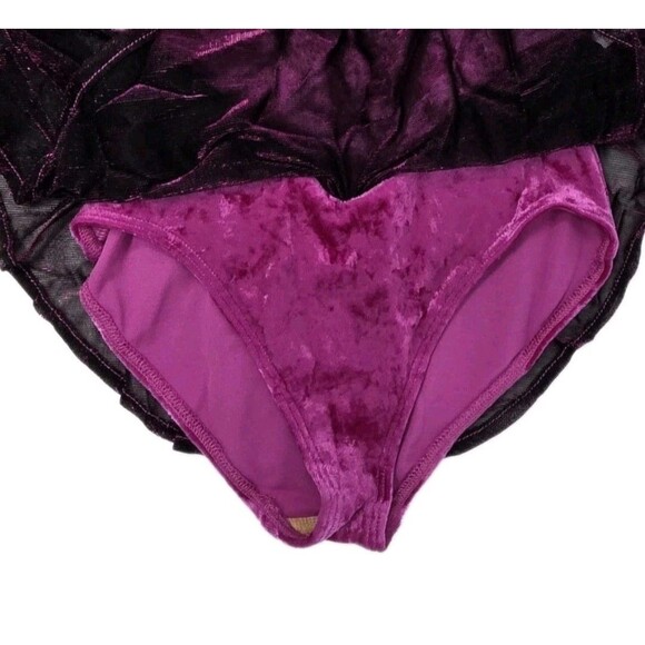 Gilda Marx VTG High Neck Velvet Keyhole Mesh Skate Dress Fuchsia Adult XS (Y/J) - Picture 6 of 12